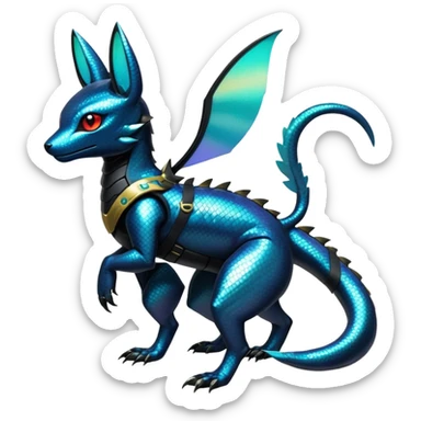 Modern Futuristic Scaly Cyber-Salandit-Umbreon-Litten-Hybrid (Full body) sticker