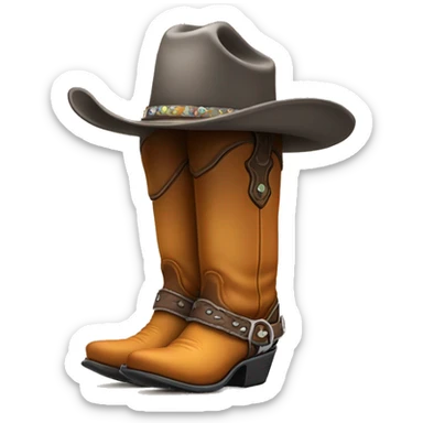 Cowboy boot with cowboy hat on top sticker