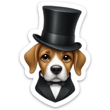 Dog wearing top hat and suit sticker