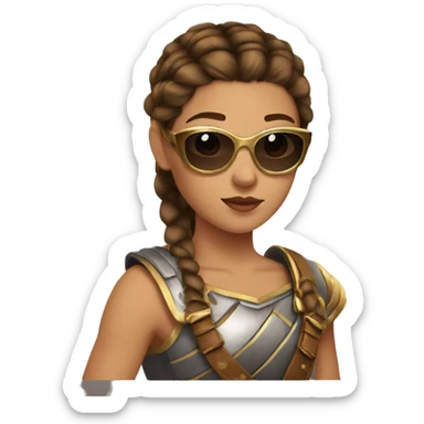 Girl gladiator with French braids, brown hair and sunglasses sticker