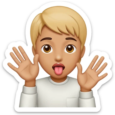 tounge out with hands out to the side sticker