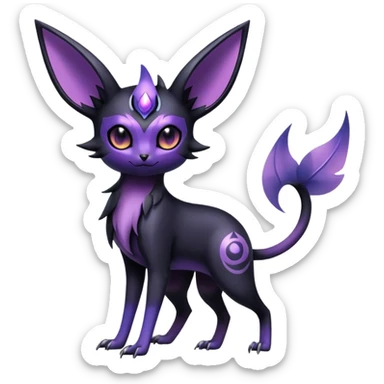 Shiny Dark-gradient Exotic Badass Royal Mysterious Gothic Noibat-Espeon-Umbreon-Pokémon-Fakémon-hybrid-creature (full body) sticker