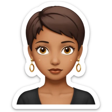 short hair brown girl with long earrings  sticker