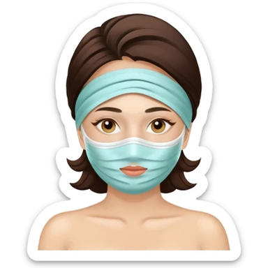 Lady with face mask spa beauty full face relaxing sticker