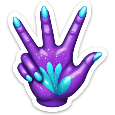 Glitter Roxo e Ciano Mão apontando para direita sticker