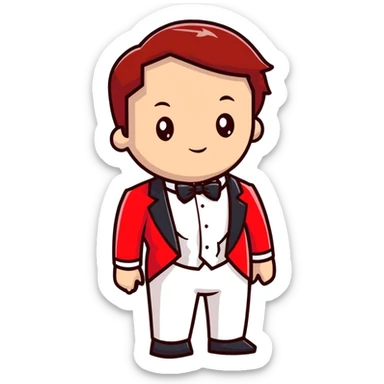 red and white formal tuxedo suit sticker