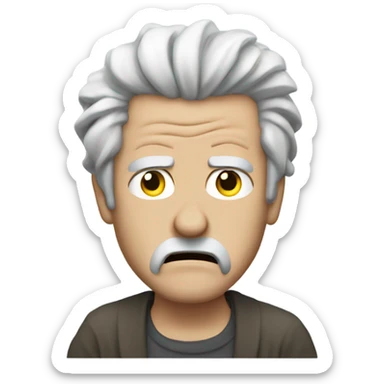 An angry white man with grey hair Shakes his fist at the sky sticker