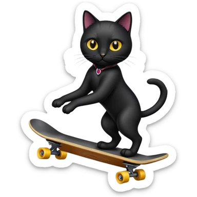 Black cat skateboarding sticker