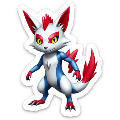 Cool Edgy Badass Shiny Futuristic Legendary Digimon-Sneasel-Zangoose-hybrid full body sticker