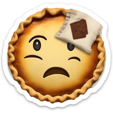 Pie with a belly holding a tea bag  sticker