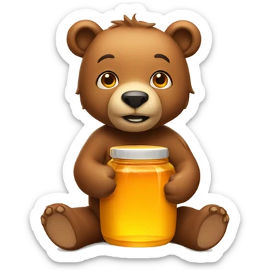 bear holding a jar of honey sticker