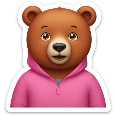 A red bear wearing a Pullover in pink  sticker