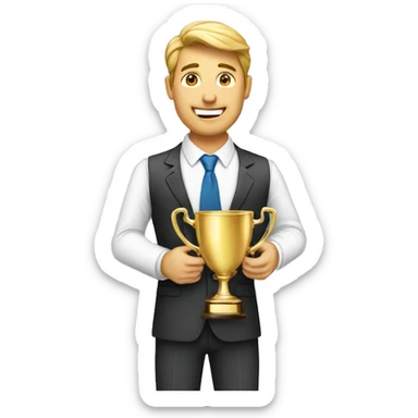 BUSINESS MAN WITH TROPHY sticker