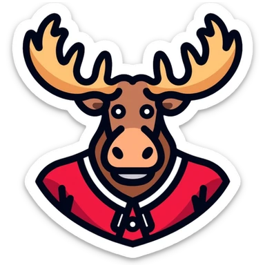 moose with a hockey jersey sticker