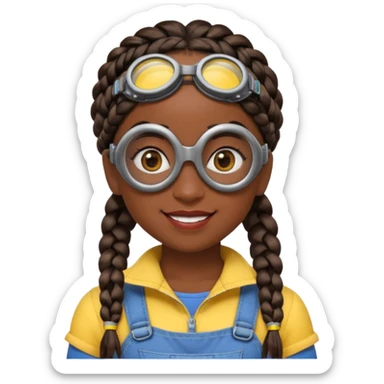 Minion emoji and a smurk like this emoji but a minion so basically that emoji with the goggles and the hair and not a funny head shape 😏  black girl with braids black girl / dark. Skinned girl sticker