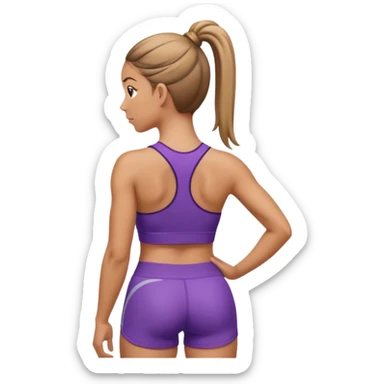 sporty woman cartoon emoji style back view sticker