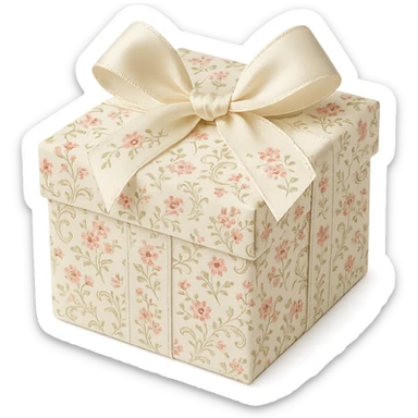 Elegant Rococo pale girly ditsy floral gift box  , remove background sticker