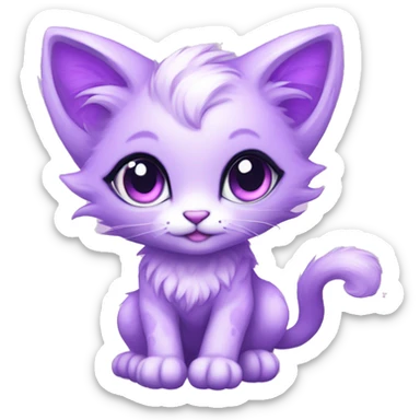 Kawaii bright lilac-colored fantasy ethereal anthro feline fursona animal creature sticker