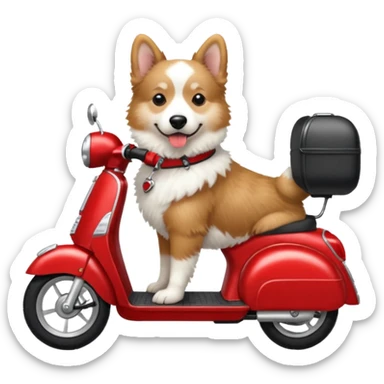 Chien blanc type Montagne sur un scooter rouge sticker