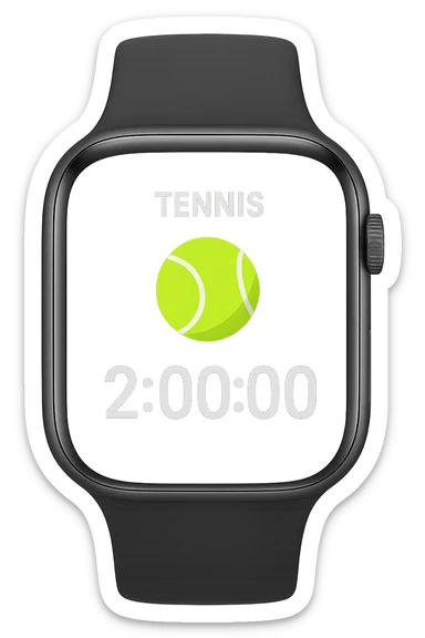 smartwatch con modalità attiva di tennis che segna 2 ore di tennis, REALISTICA 4K sticker