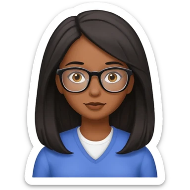 My Sexy wife. black hair, and awesomeness. She has some gray hair. she's super cute. She has brown eyes and is just lovely. Her hair is down her back. No earrings. She is natural beauty. She is 54 with some gray hair. Dont miss that. And i love her so much. Give glasses. sticker