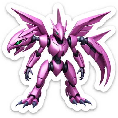  Cool Edgy Shiny Futuristic Ethereal Legendary Digimon-Genesect-Palkia-hybrid full body sticker
