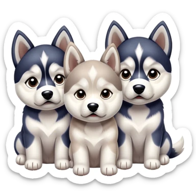 sad three puppies 
huskies look pitifully sticker
