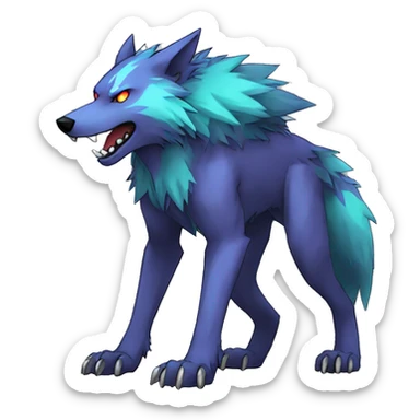 Edgy Colorful Digimon-Fakemon-Wolf full body sticker