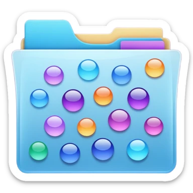  Show an open project panel or folder with small colorful elements inside, giving a sense of organized, exciting, and ready-to-explore projects. Include subtle glowing or movement effects to convey energy. Use harmonious colors like soft blues, purples, and creams.  sticker