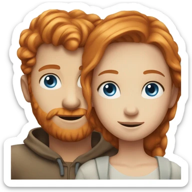 Ginger man blue eyes hugging brunette girl blue eyes sticker