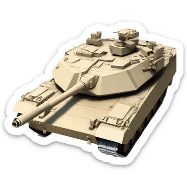 M1 Abrams, cannon visible, overhead perspective, facing up sticker