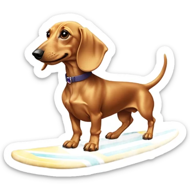 blonde haired weenie dog surfing sticker