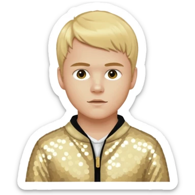 Brady Corbet as Brian Lackey from Mysterious Skin with light skin, golden blonde hair, cream sequin outfit sticker