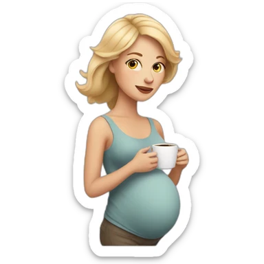 Pregnant white woman with coffee sticker