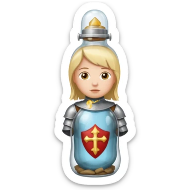 Jeanne d’arc en armure médiévale en enfermée dans un biberon  sticker
