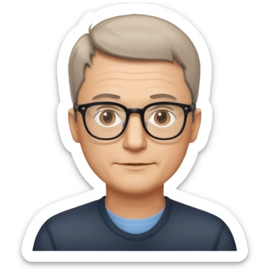 hombre, 50 años pelo poco rapado delgado con gafas sticker