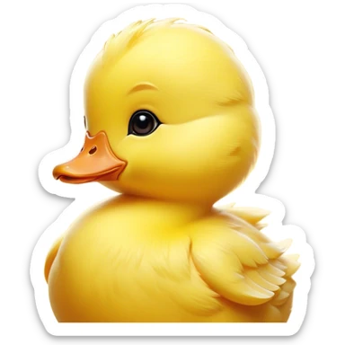 Cinematic Noble Yellow Baby Duck Portrait Emoji, Poised and regal, with a tiny, delicate build and a vibrant, well-groomed bright yellow downy coat, deep-set soulful bright eyes, Simplified yet sharp and sophisticated features, highly detailed, glowing with a soft, dignified glow, high shine, intelligent and charming, stylized with an air of youthful elegance, focused and attentive, soft glowing outline, capturing the essence of a watchful and confident little duckling, so majestic it feels as though it could peep out of the screen with effortless authority! sticker