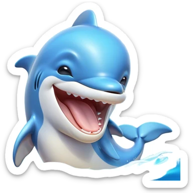 Cinematic Cute Yawning Dolphin Portrait Emoji, Head tilted slightly with a dramatic, wide-open yawn, showcasing a sleek, streamlined body with softly curved contours and drowsy, half-closed eyes, Simplified yet irresistibly adorable features, highly detailed, glowing with a soft, cozy oceanic glow, high shine, relaxed yet expressive, stylized with a dash of whimsical aquatic charm, soft glowing outline, capturing the essence of a drowsy yet affectionate dolphin that appears ready to stretch out and yawn its way out of the screen! sticker