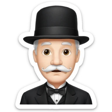 very big white moustachhe and typical 1900 black elegant clothes and hat . he is speaking sticker