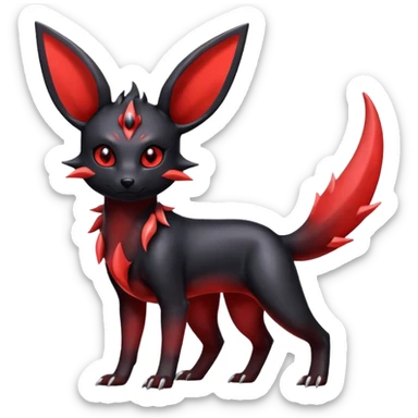  Shiny edgy red Umbreon-Salandit-Jolteon-fusion sticker