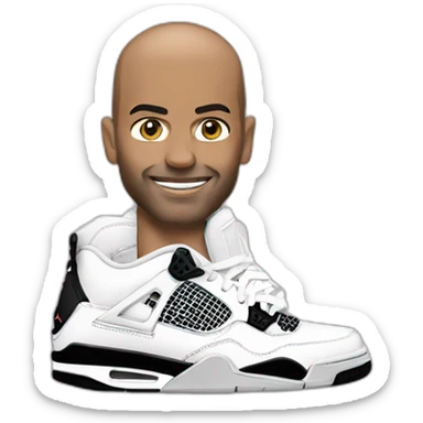 zidane with jordan 4 sneakers on his face sticker