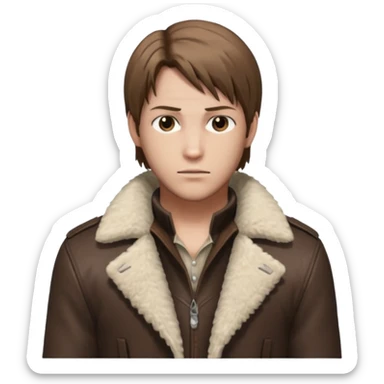 Leon Kennedy from resident evil 4 remake in sheepskin coat sticker