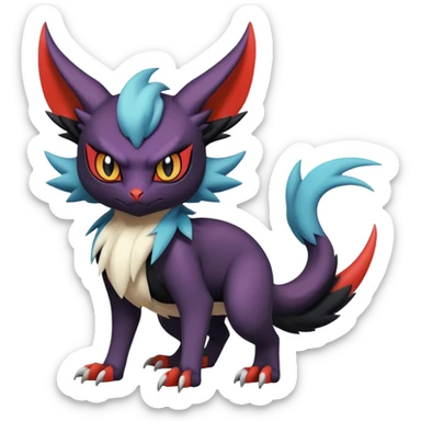 Edgy Cool Kawaii Litten-Noivern-Noibat-Absol-Pokémon Full Body sticker