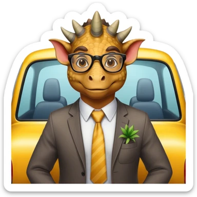 office triceratops in a taxi sticker