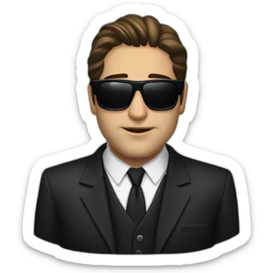Chris Moltisanti from sopranos eith sunglasses and a neck brace and black suit and shirt sticker