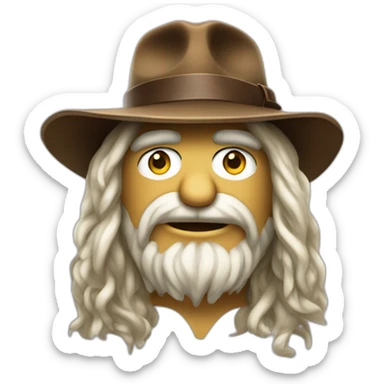 indiana jones muppet with long hair and white skin sticker