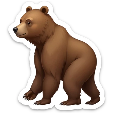 Fierce brown bear walking on four paws with serious face, stern expression, natural pose, realistic appearance sticker