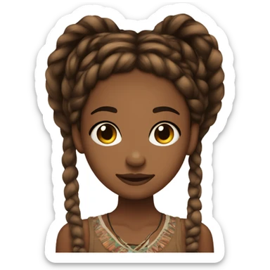 Brown skin girls with boho knotless braids  sticker