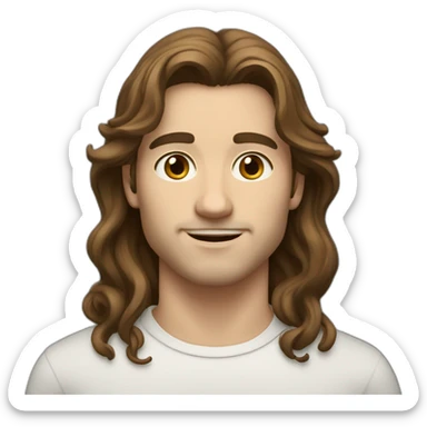 Young men type italian, White skin, with rather long wavy brown hair, Little bit dezoom sticker