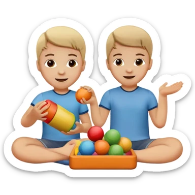 two kids playing with toys at home sticker